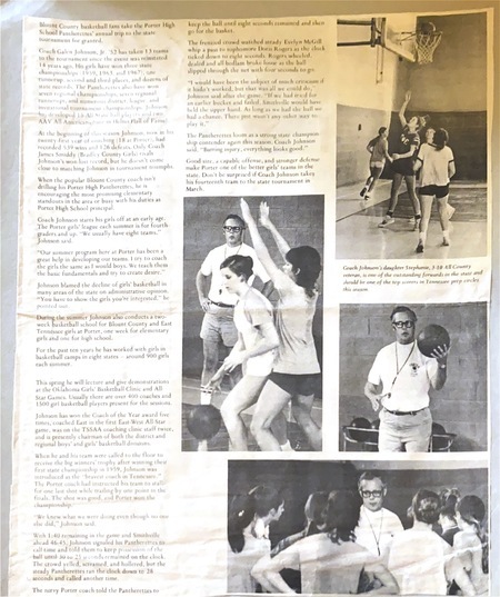 B&W article on Coach Galen Johnson in which he discusses his girls summer basketball camps.